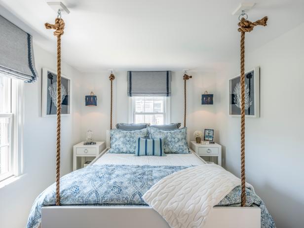 White Coastal Bedroom Rope Bed